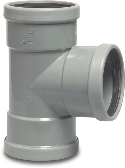 T-Stück 90° PVC-U 200 mm SN4 Steckmuffe Grau KOMO/BENOR
