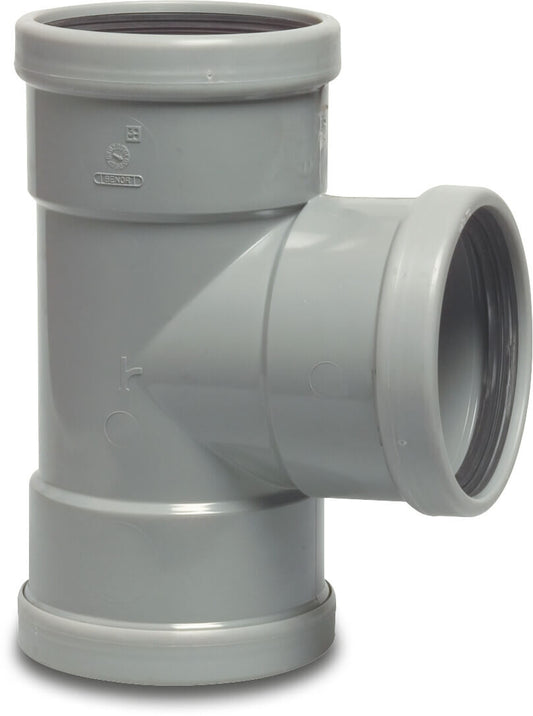 T-Stück 90° PVC-U 200 mm SN4 Steckmuffe Grau KOMO/BENOR