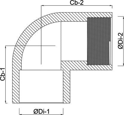 Profec Winkel 90° PVC-U Klebemuffe x Innengewinde 16bar Grau mit Edelstahl Ring Typ verstärkt