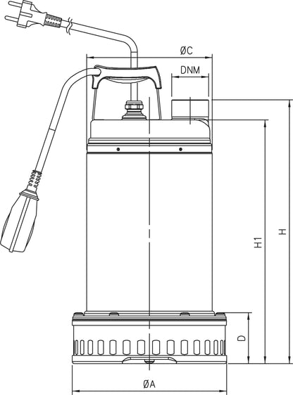 DAB Tauchpumpe Edelstahl 304 1 1/4" Innengewinde 230VAC Edelstahl mit Schwimmer
