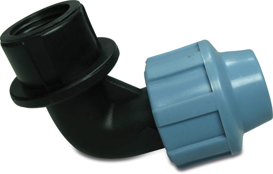 Unidelta Winkel 90° PP Klemm x Innengewinde 16bar Schwarz/Blau DVGW/KIWA/WRAS