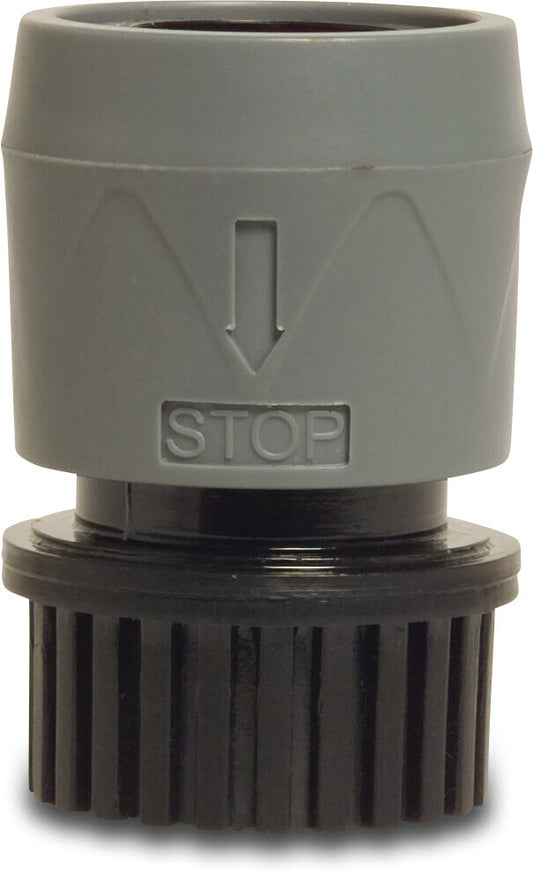 Flotide mit Wasserstop Kupplung PVC-U 3/4" Innengewinde x Klickmuffe Grau/Schwarz (VE: 10 St.)