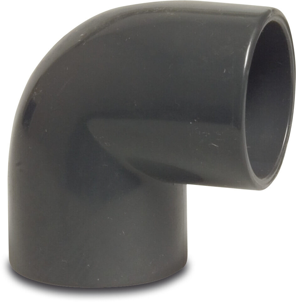 Winkel 90° PVC-U Klebemuffe 16bar Grau