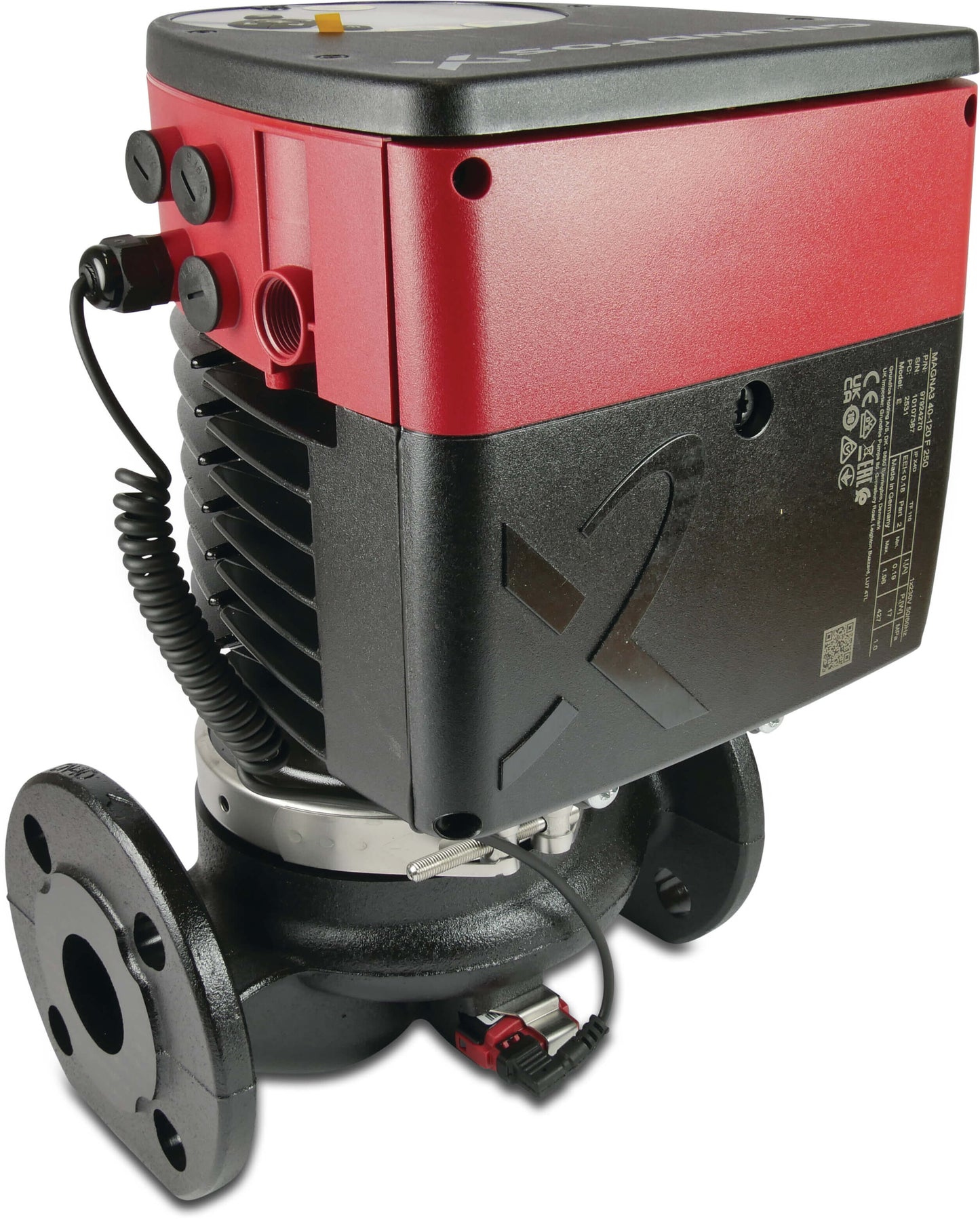 Grundfos Umwälzpumpe mit variabler Drehzahl Gusseisen Außengewinde 10bar 0.61A 230VAC Schwarz/Rot WRAS