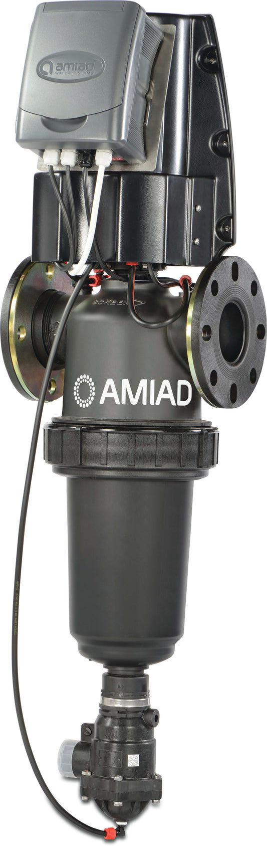 Amiad Automatischer Siebfilter Nylon 3" DIN Flansch 8bar 130micron 0,13 mm Edelstahl 316 24VAC Schwarz Typ TAF 750